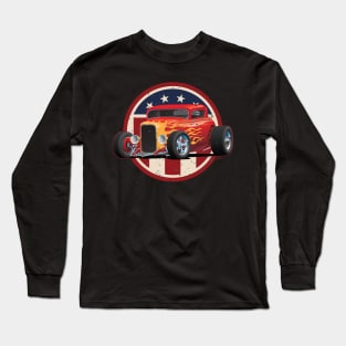 Vintage American 32 Hot Rod Coupe Car Illustration Long Sleeve T-Shirt